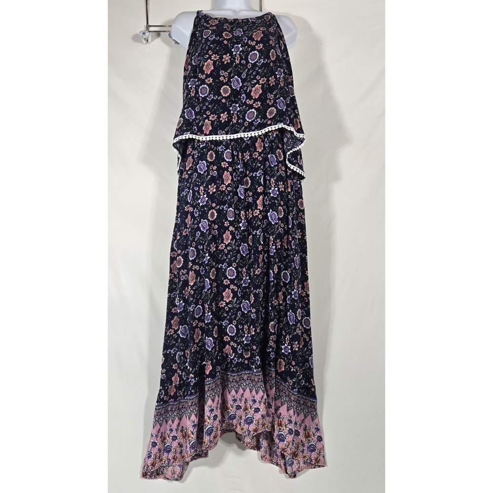 Bloom Chic Blue Floral Layered Sleeveless Summer Dress | US Women's Size 28